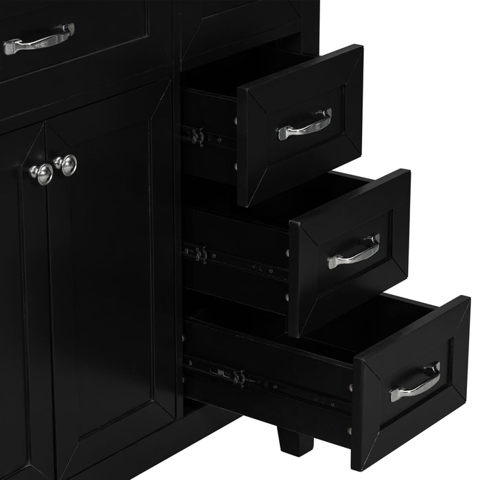 Modern Bathroom Vanity Base Only, 2 Doors And 3 Drawers