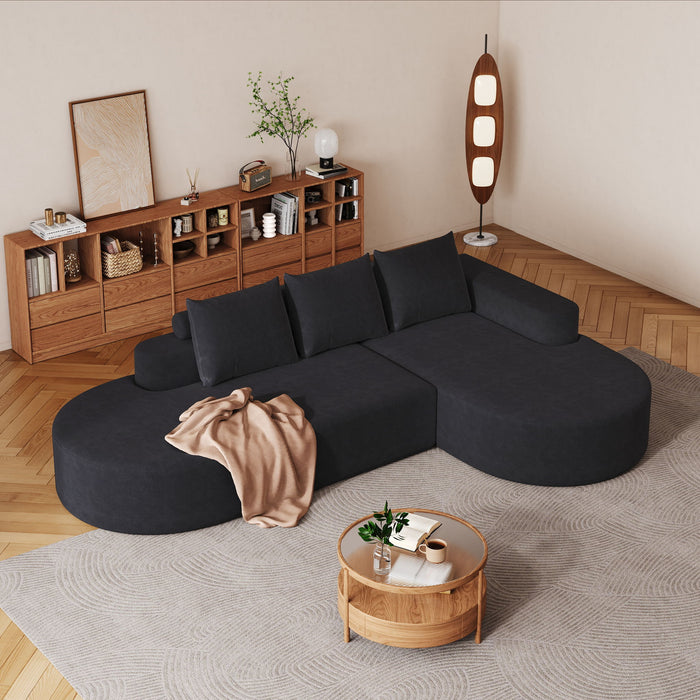 Modern Curved Sofa, L-Shaped Modular Sectional Set With 3 Pillows