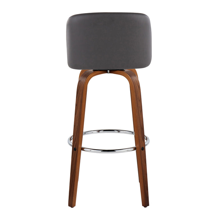 Toriano - Mid Century Modern Fixed Height, Barstool With Swivel With Round Footrest (Set of 2)
