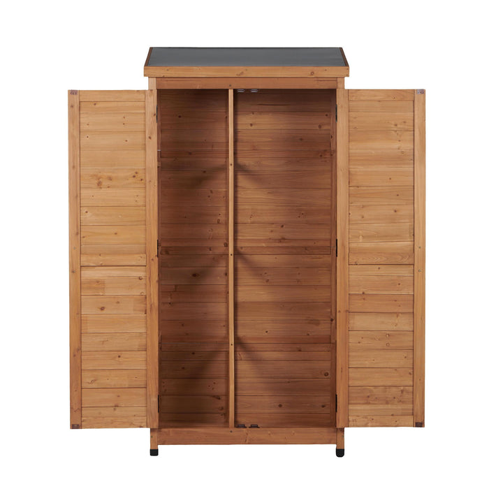 Outdoor Storage Shed With Vertical Tool Cabinet For Backyard