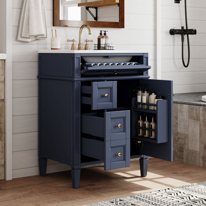 Bathroom Vanity With Top Sink, Storage Cabinet With 2 Drawers And Tip-Out Drawer