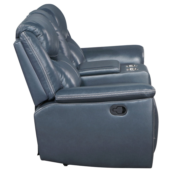 Stanwicke - Motion Reclining Loveseat With Console - Blue