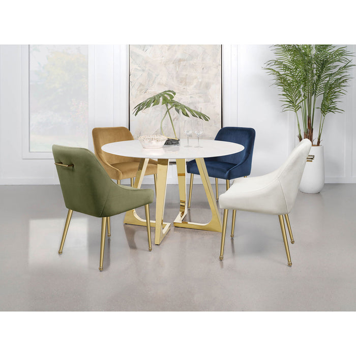 Imani - Round Marble Dining Table - Gold
