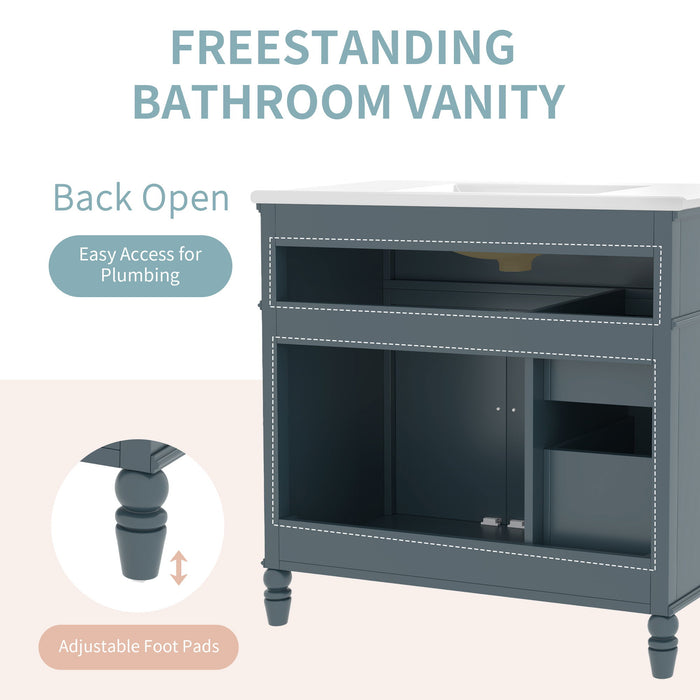 Bathroom Vanity With Sink, Freestanding Cabinet & Drawers