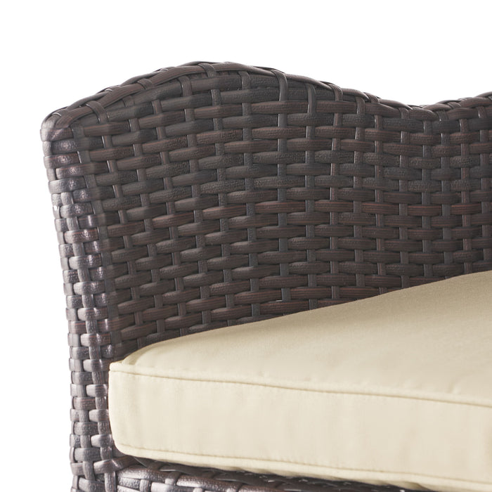 Outdoor Modern Rattan Swivel Barstool With Tapered Legs - Beige / Multibrown