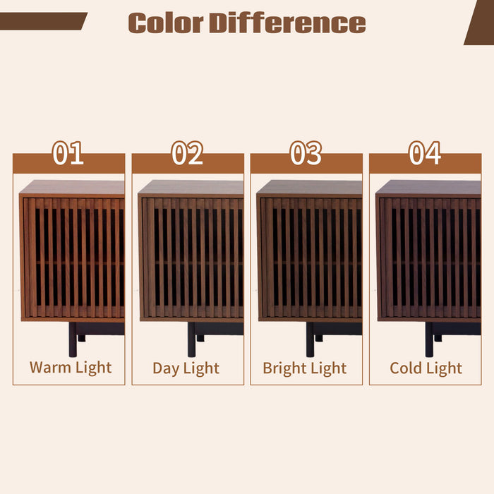 TV Stand For TVs, Entertainment Center With Closed Storage & Cable Management, Soft Closing Hinges - Walnut