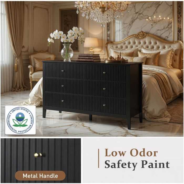 Modern 6 Drawer Fluted Dresser