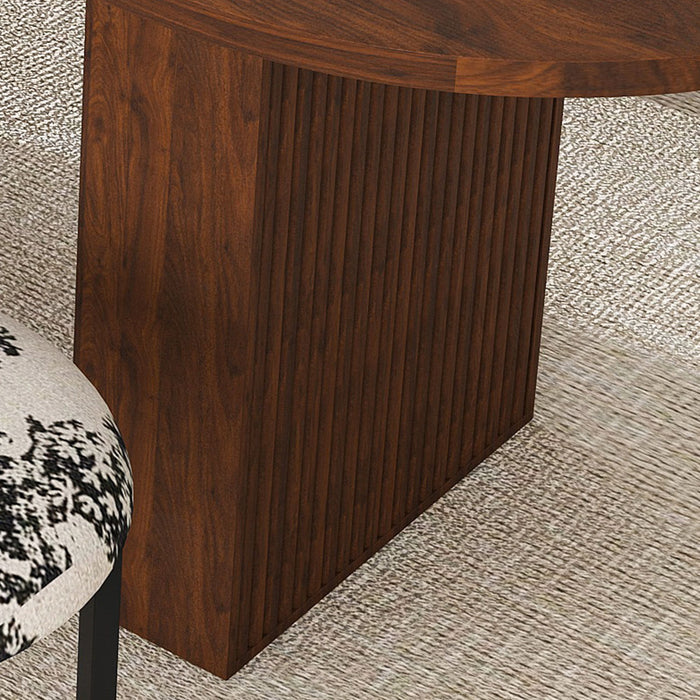 Oval Dining Table For 6 With 4 Upholstered Chairs - Walnut / Black