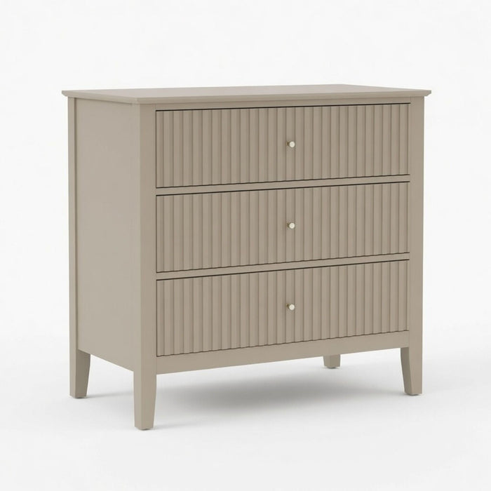 Fluted 3 Drawer Nightstand With Soft Close Slides