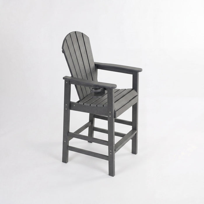 Bar Height Adirondack Chair With Cup Holder And Armrests