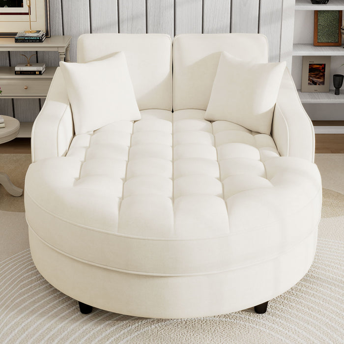 Modern Chaise Lounge Upholstered Sofa Couch With Tufted Seat And Detachable Pillows For Living Room
