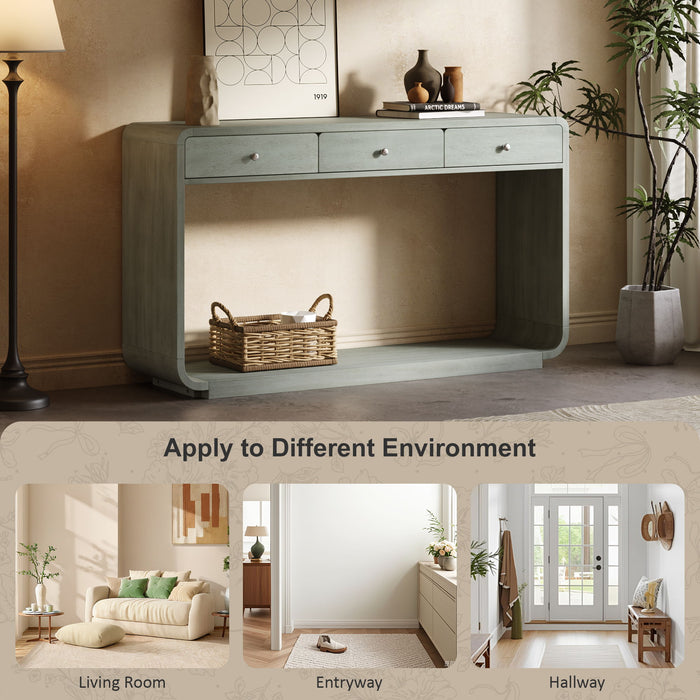 Console Table With 3 Drawers And Display Shelf