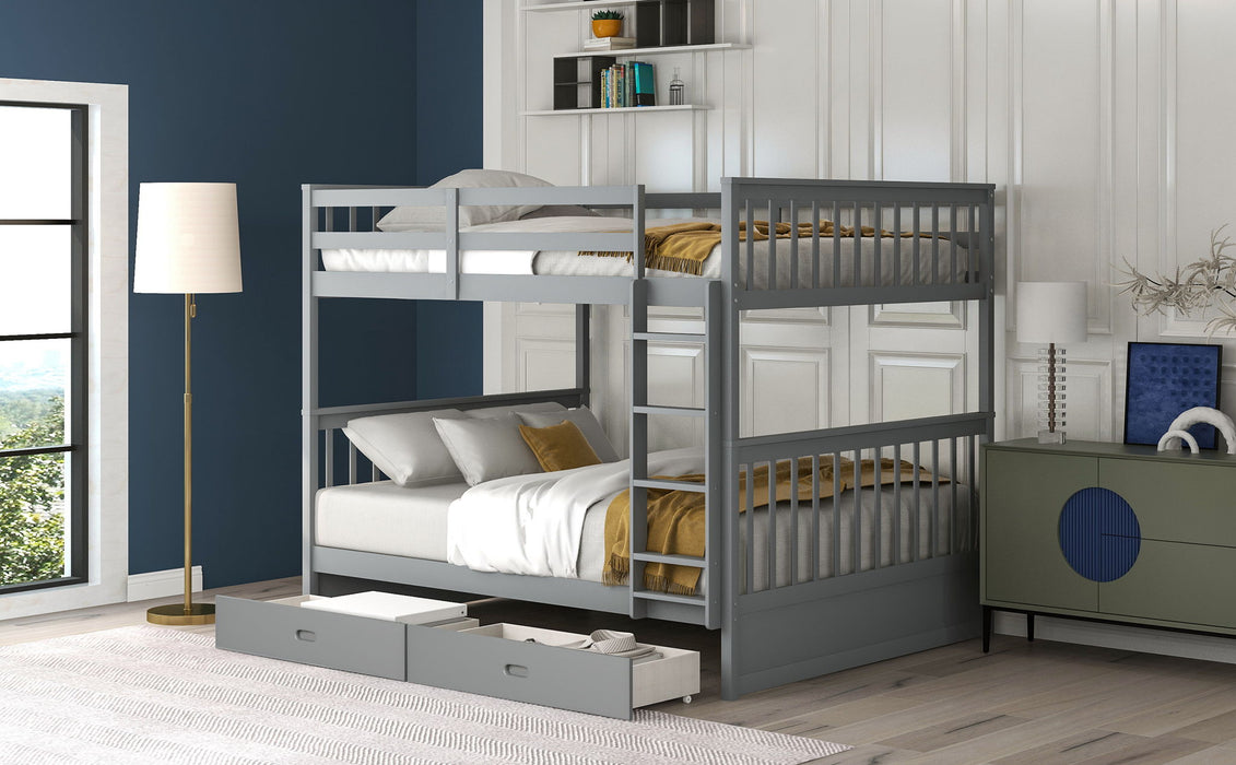 Bunk Bed With Ladders And 2 Storage Drawers