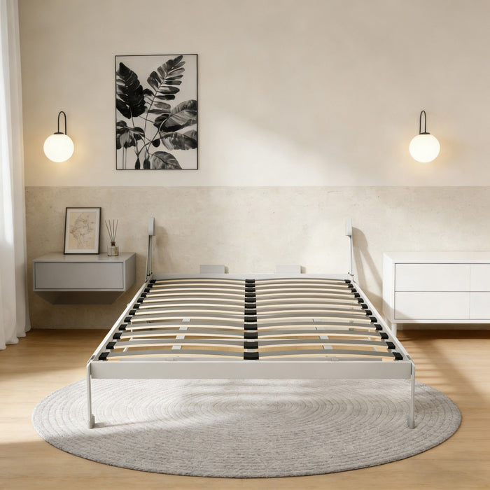 Queen Size Cabinet Wall Bed Mechanism With Desk Panel - Gray