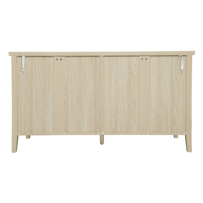 Hollowed Out Cabinet With 4 Doors, Suitable For Bedroom - Natural