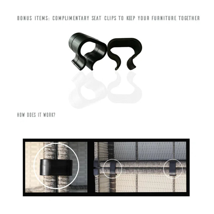 Modern Style Hdpe Wicker Seating Group With Cushions For 3 People In Brown Finish