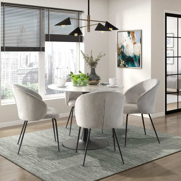 Velvet Upholstery Side Chairs 2 Piece Set With Metal Legs Modern Home Furniture - Beige