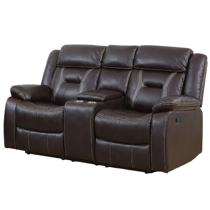 Modern Reclining Loveseat With Console, Cup Holders, Storage