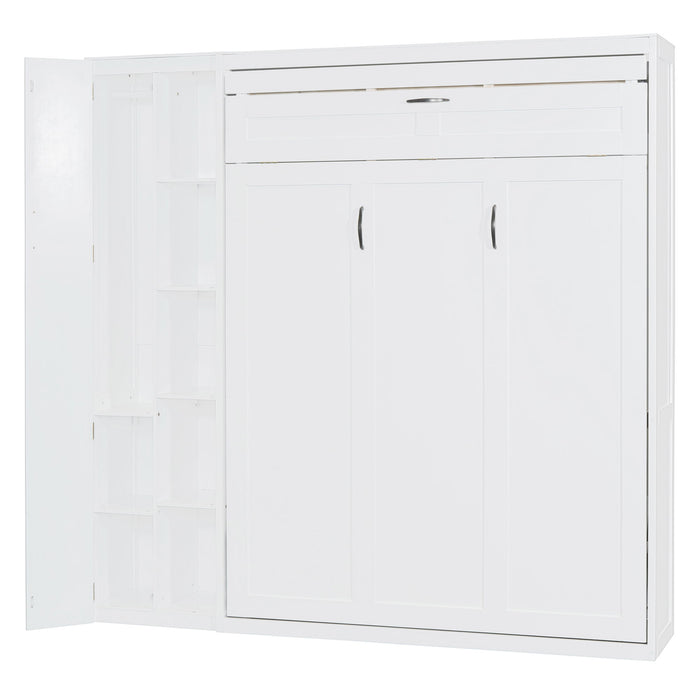 Murphy Wall Bed With Shelves, Wardrobe And LED Lights