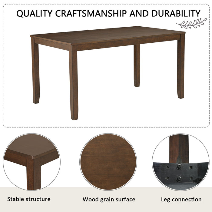 6 Piece Dining Table Set & Bench And Chairs For Dining Room - Dark Walnut