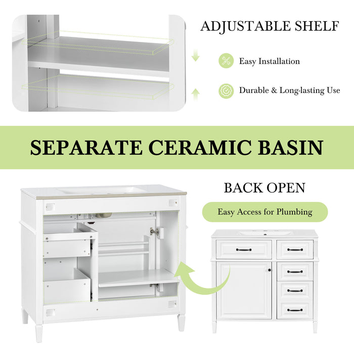 Modern Bathroom Vanity With Sink Top, Flip Drawer Design