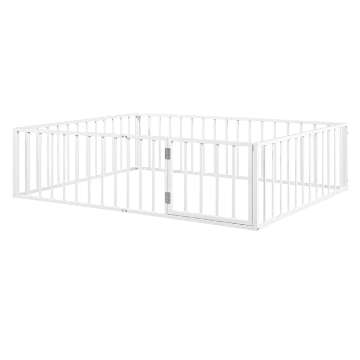 Metal Floor Bed Frame With Fence And Door