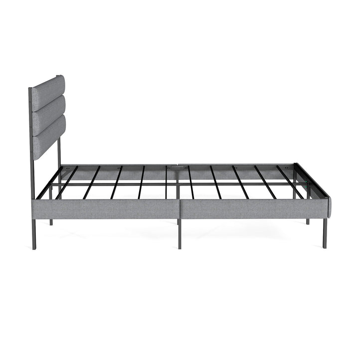 Upholstered Platform Bed Frame With Headboard, No Box Spring Needed, Underbed Storage