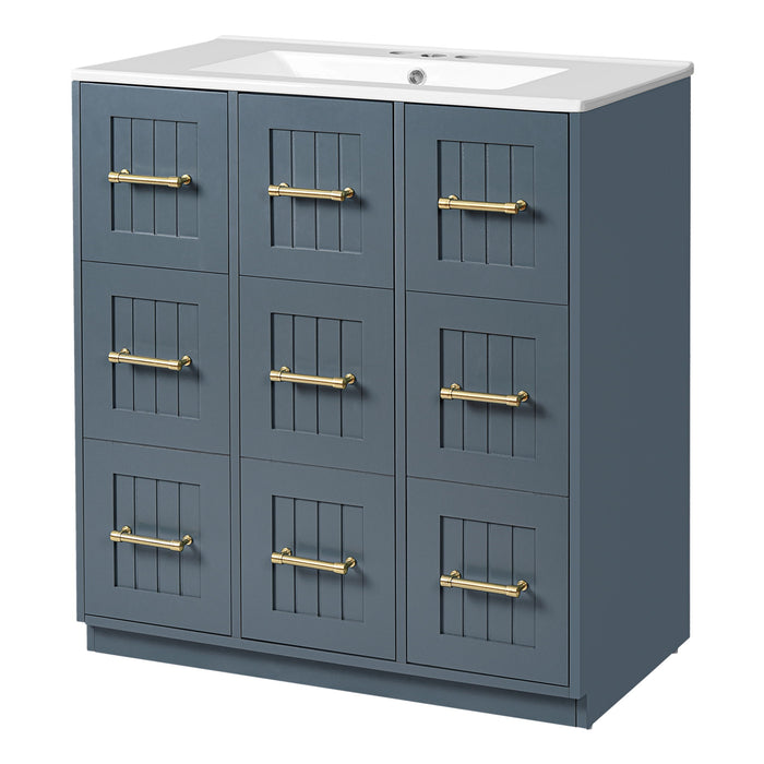 Bathroom Vanity With Undermount Sink, Soft-Close Doors, Drawers, Ceramic Sink