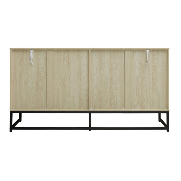 Carved 4 Door Sideboard With Storage, Adjustable Shelf