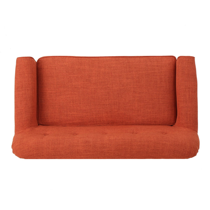 Classic Loveseat With Rolled Armrests And Button Tufting