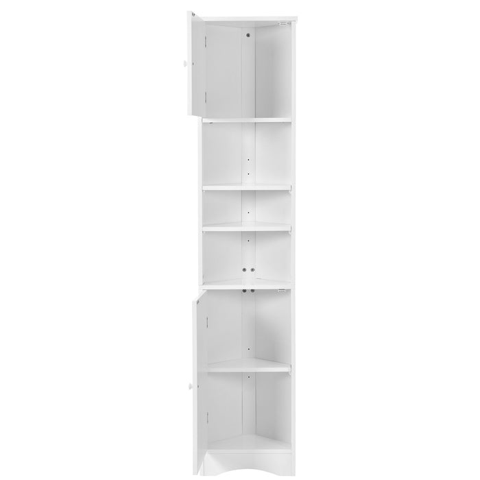 Multi Functional Corner Cabinet With Adjustable Shelves And 2 Doors
