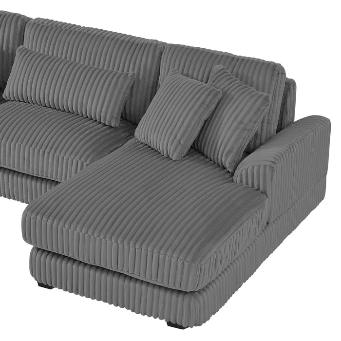 Oversized Sectional Sofa U - Shaped Sofa Couch Modern Sofa Upholstered In Soft Corduroy With A Chaise Lounge For Living Room