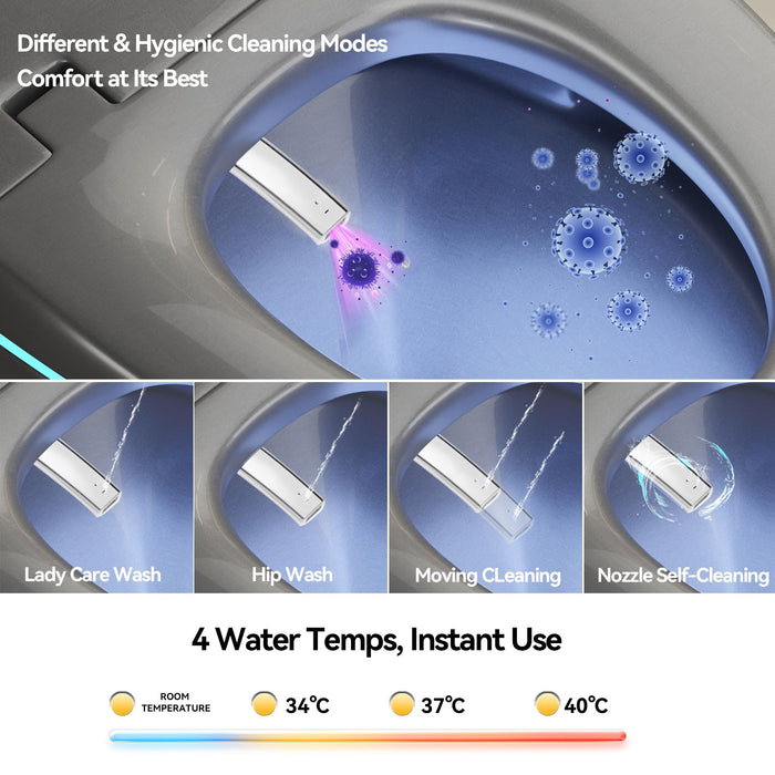 Unique Smart Toile With Built In Bidet, Auto Open / Close Seat, Foot Sensor, LED Display, Night Light, Warm Water & Dryer Ceramic