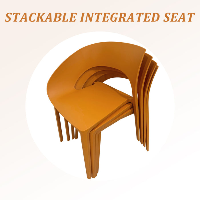 4 Piece Set Of Modern Designed Single Chairs With Long Table