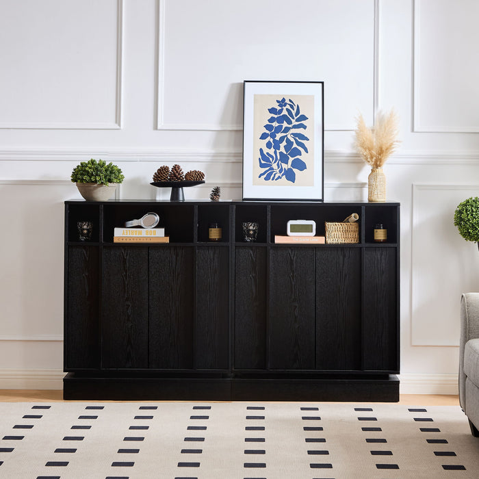 Fluted Sideboard Buffet Cabinet With 2 Doors And Adjustable Shelf, Storage Cabinet For Entryway