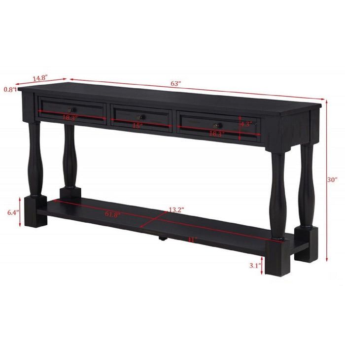 Long Console Table With Drawers And Shelf