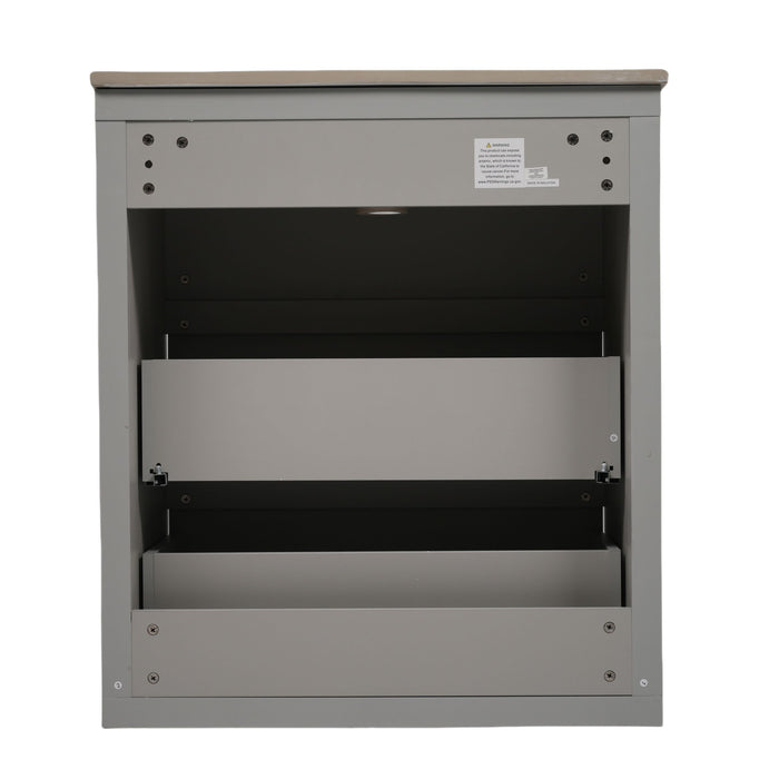 Freestanding Bathroom Vanity With Ceramic Sink, 2 Full Extension Drawers