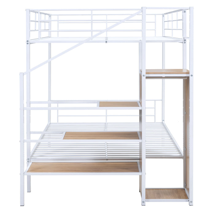Bunk Bed With Lateral Storage Ladder And Wardrobe