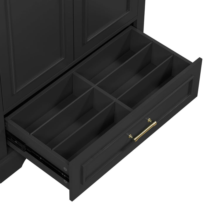 Bathroom Vanity With Sink, 1 Divided Drawer And 2 Soft Close Doors With Double Shelf