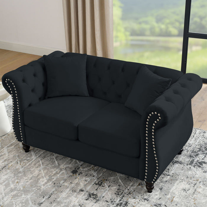 Chesterfield Sofa With Rolled Arms And Nailhead Trim
