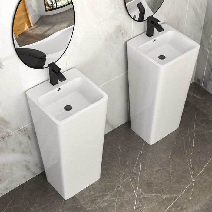 Pedestal Sink 16" For Powder Rooms - White