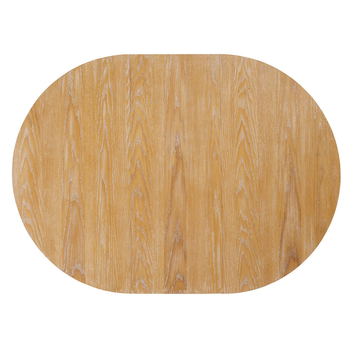 Farmhouse Oval Extendable Dining Table With Pedestal Base