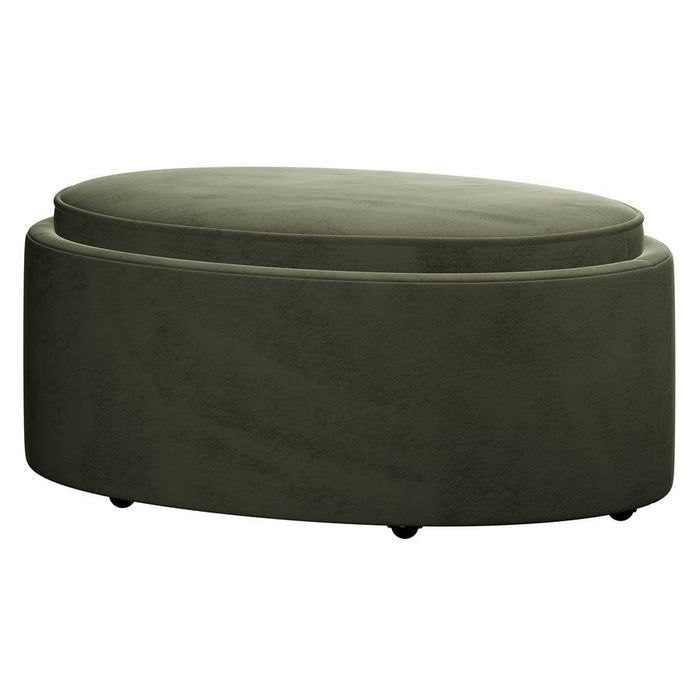 Casey - Reversible Tray Top Storage Ottoman With Polyester Velvet, Hidden Storage And Castors - Moss Green