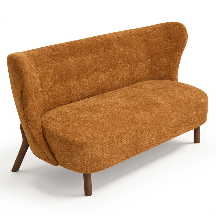 Chair Laid Back Loveseats, Curved Backrest With No Armrests - Caramel