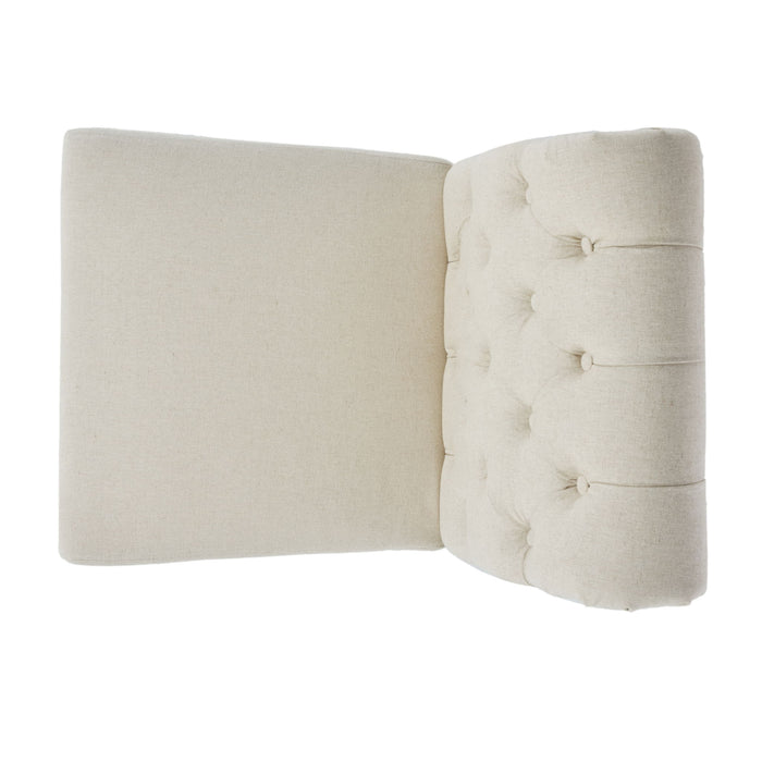 Dining Rolltop Chairs (Set of 2), Upholstered Armless Chair With Wood Leg - Ivory