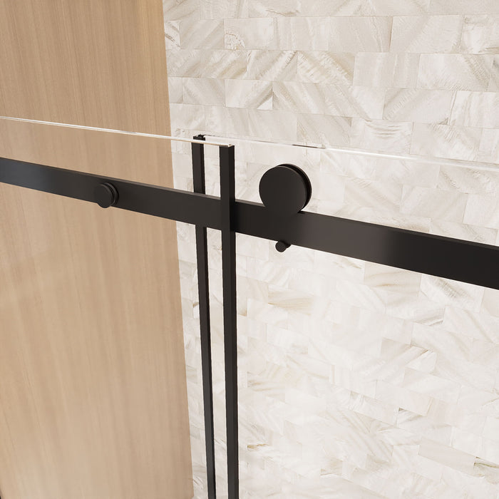 Frameless Single Sliding Shower Door, Square Tube Track