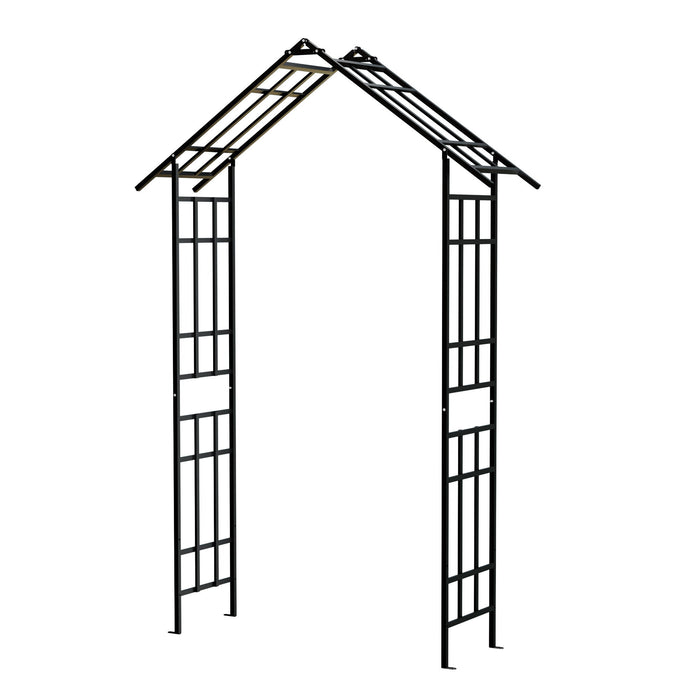 Garden Arch With Adjustable Width Climbing Plants Support - Black