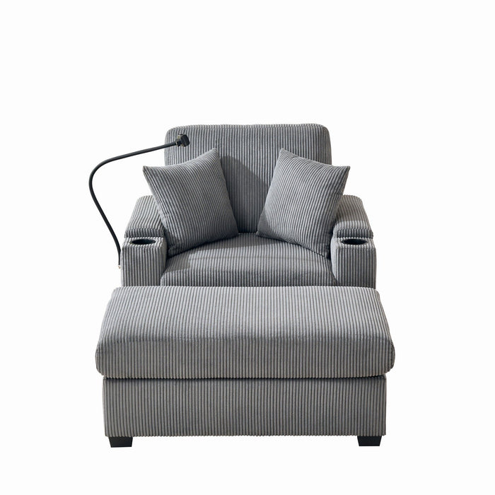 Oversized Chaise Lounge Chair With Ottoman And Storage