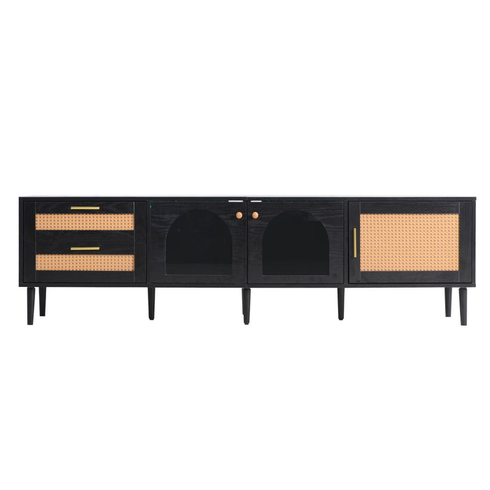 TV Stand With App-Controlled LED Lights, 2 Drawers & Door Storage