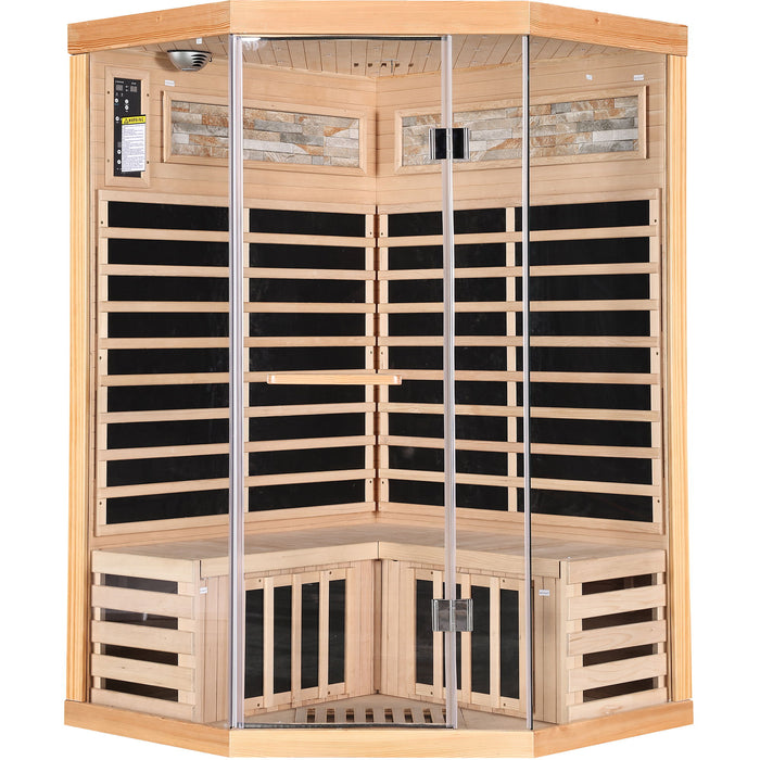 Double Sauna Room With Carbon Heating Plates - White Oak
